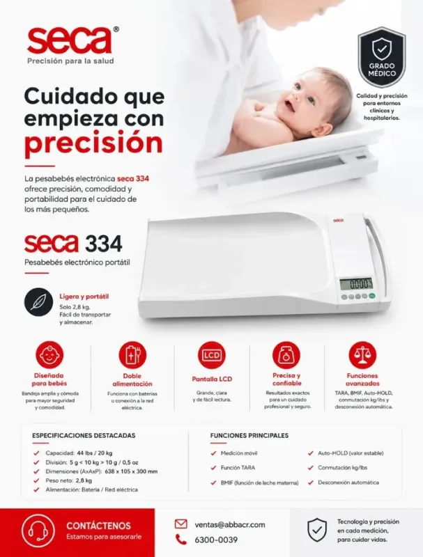 Ficha de la pesabebés electrónica portátil SECA 334